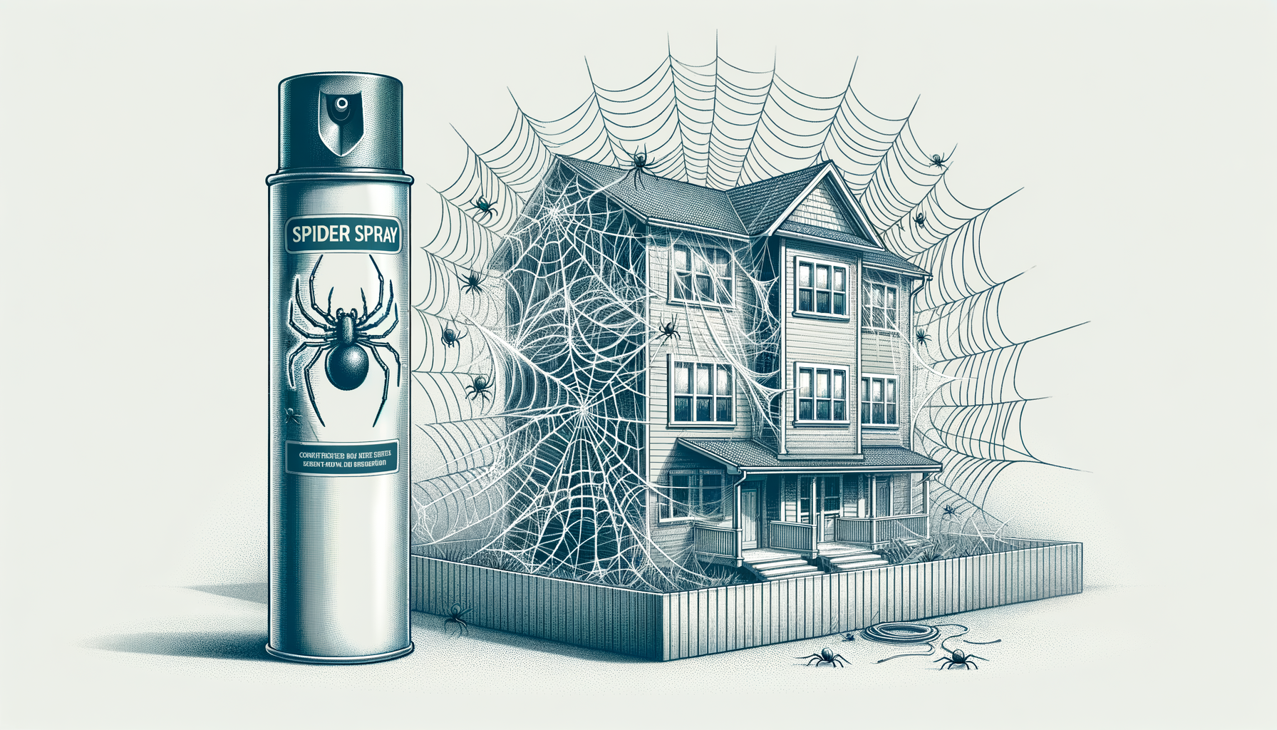 A duplex home surrounded by spider webs