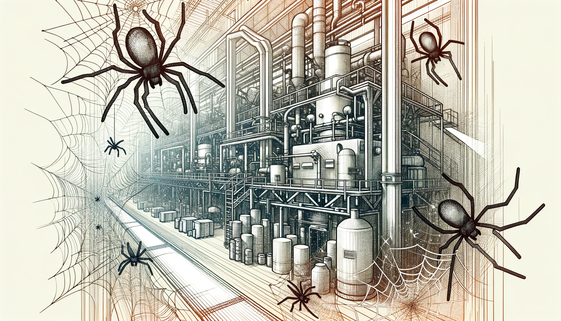 An industrial manufacturing plant with intricate machinery and equipment