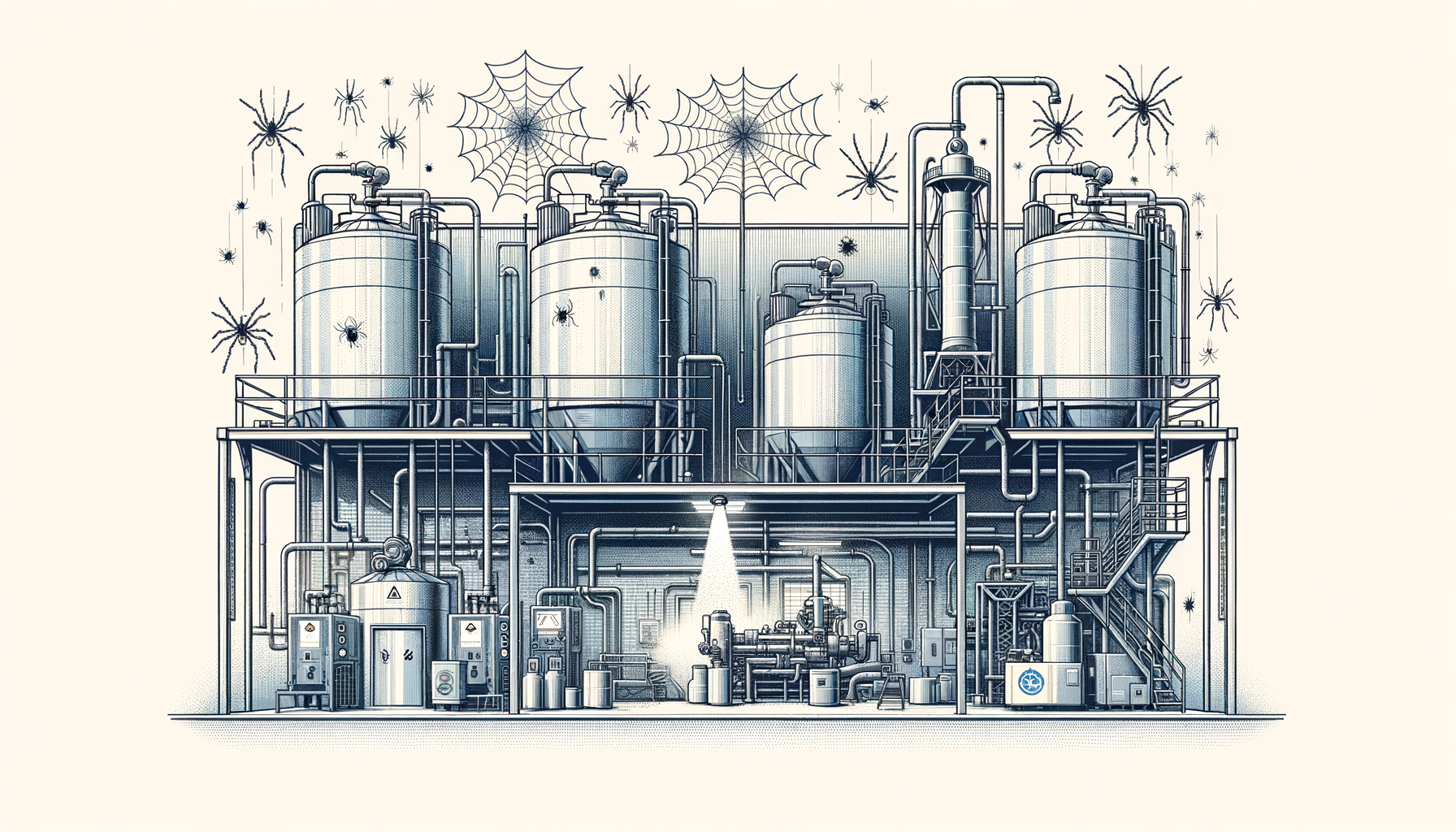 An industrial processing facility with various equipment and machinery